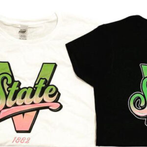 V State short sleeve Tee pink and green
